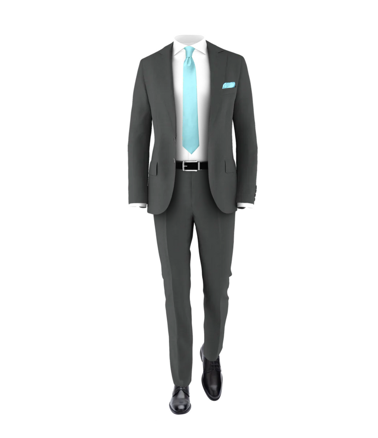 Charcoal Suit Turquoise Tie