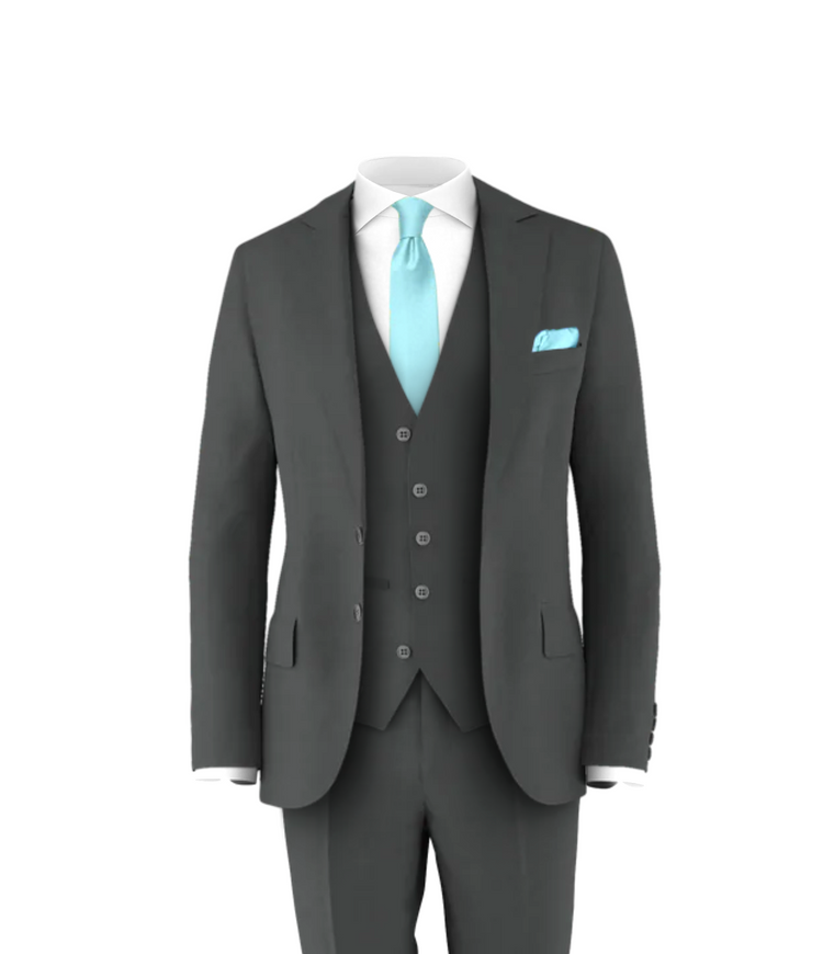 Charcoal Suit Turquoise Tie