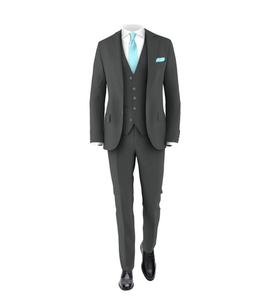 Charcoal Suit Turquoise Tie