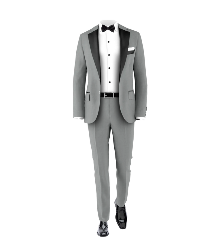 Light grey Tuxedo Suit  Black Tie