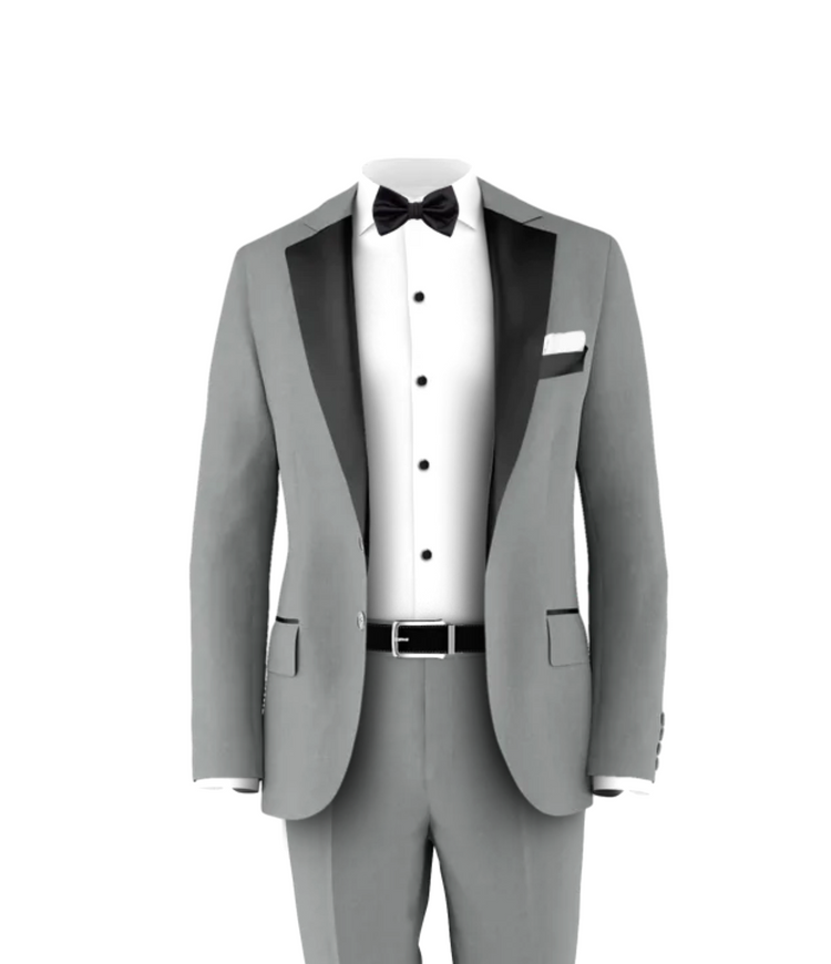 Light grey Tuxedo Suit  Black Tie