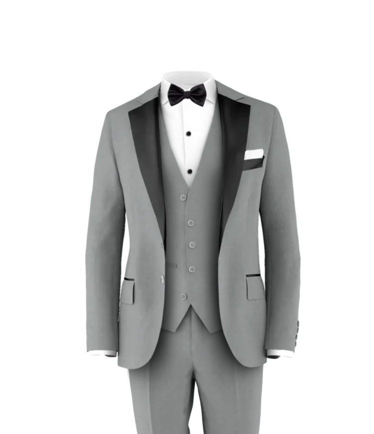 Light grey Tuxedo Suit  Black Tie
