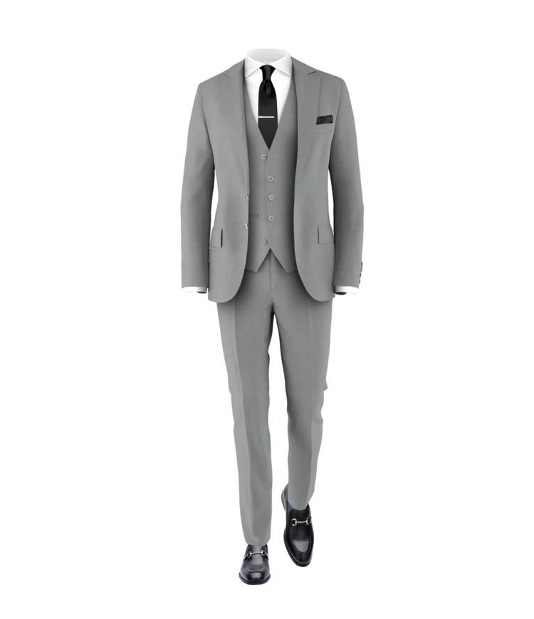 Light Grey Suit Black Tie Wedding Suit Tuxedo - Main Image