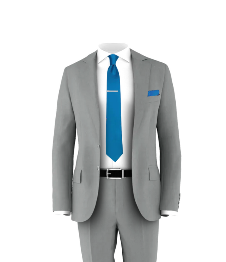 Light Grey Suit Cobalt Blue Tie