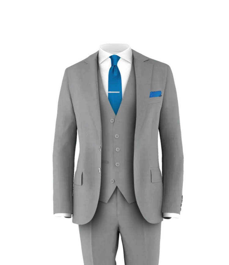 Light Grey Suit Cobalt Blue Tie