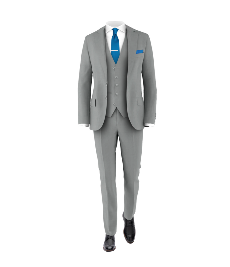 Light Grey Suit Cobalt Blue Tie
