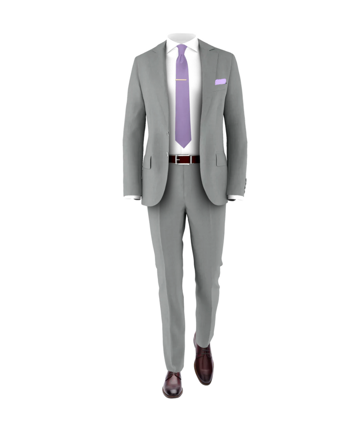 Light Grey Suit Lavendar Tie