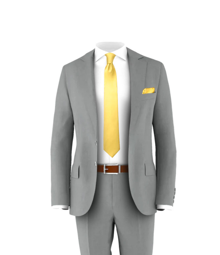 Light Grey Suit Light Gold Tie