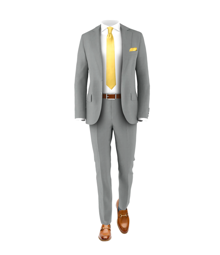 Light Grey Suit Light Gold Tie