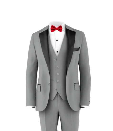 red dress with grey tux Grey And Red Prom Suit Prom Couple Red Prom Dress With Grey Tux Sale Red Prom