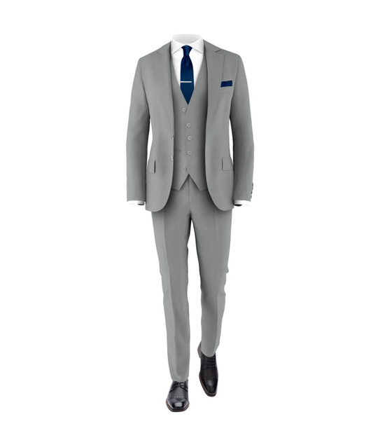 Light Grey Suit Navy Tie