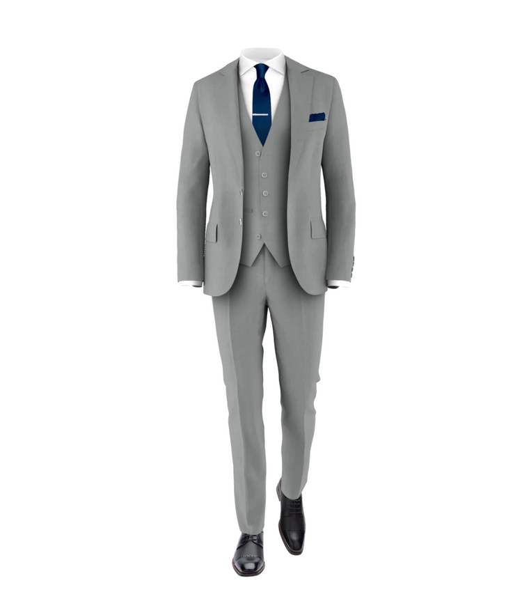 Light Grey Suit Navy Tie Men s Wedding Suit Grooms Club