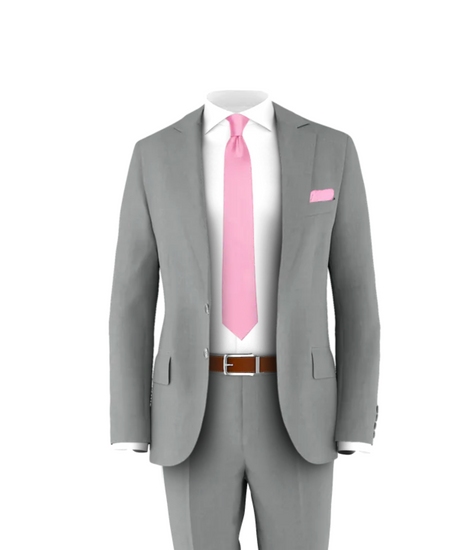 Light Grey Suit Pink Tie Wedding Suit Tuxedo for Groom