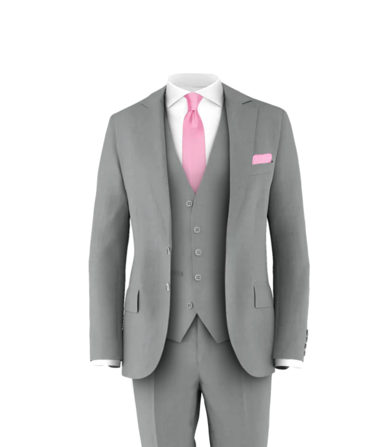 Light Grey Suit Pink Tie