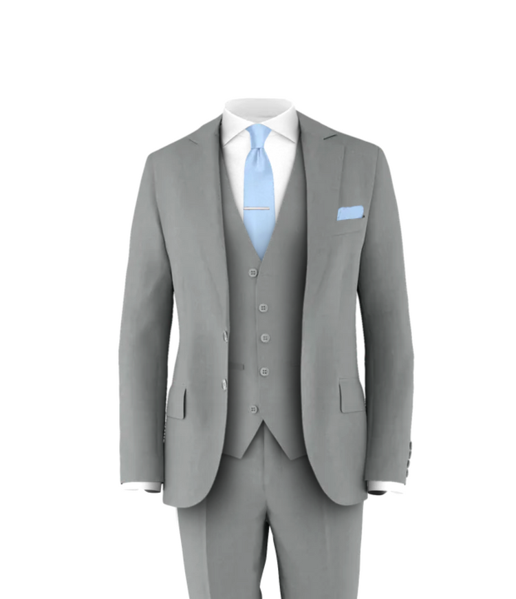 Light Grey Suit Powder Blue Tie