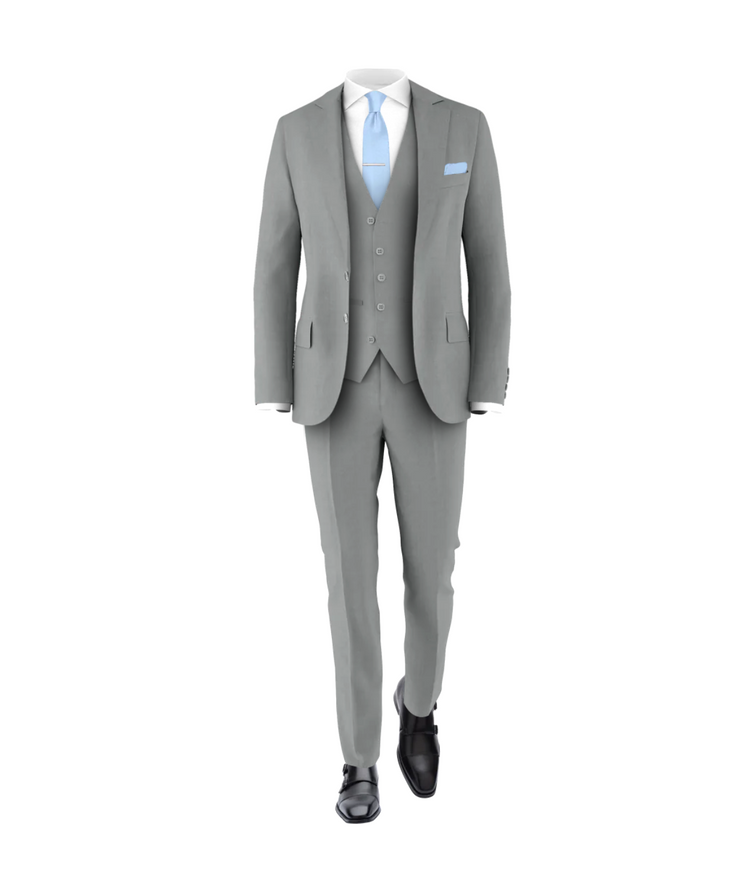Light Grey Suit Powder Blue Tie