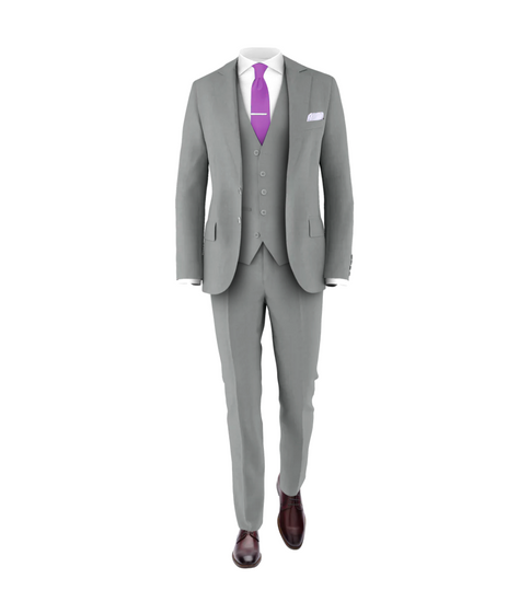 Light Grey Suit Purple Tie Wedding Suit Tuxedo