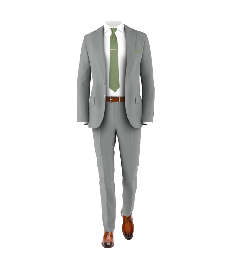 Light Grey Suit Sage Tie