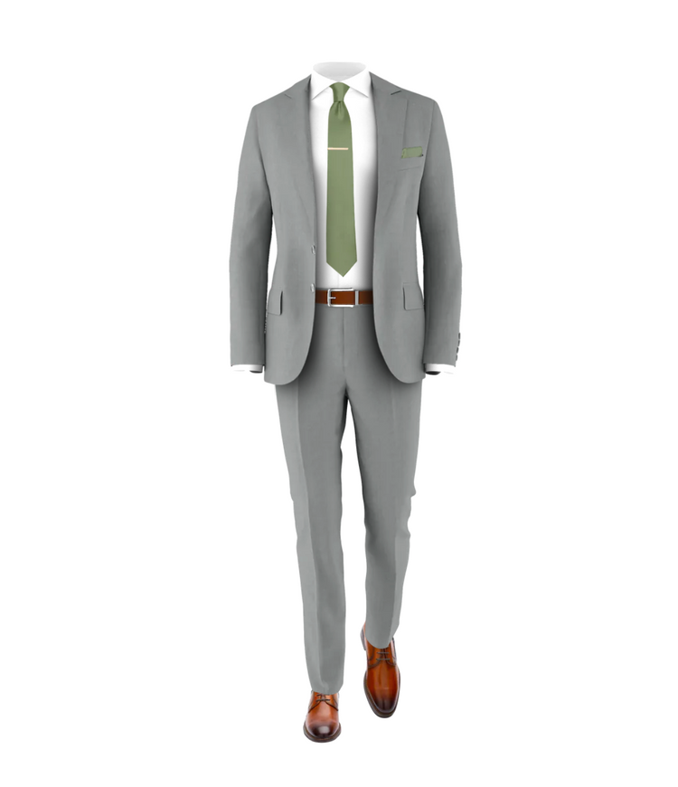 Light Grey Suit & Sage Tie | Suit for Weddings & Events Light Grey Suit & Sage Tie | Suit for Weddings & Events