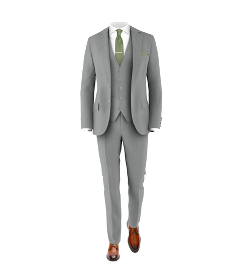 Light Grey Suit Sage Tie Suit for Weddings Events - Main Image