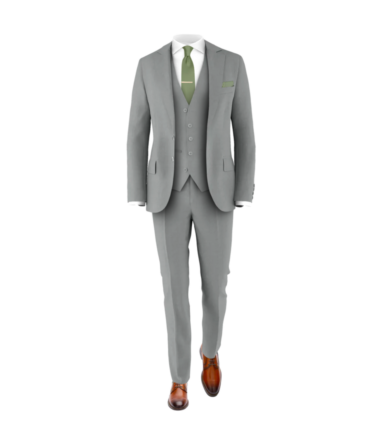 Light Grey Suit Sage Tie