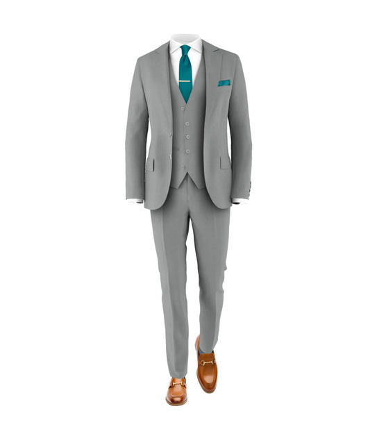 Light Grey Suit Teal Tie