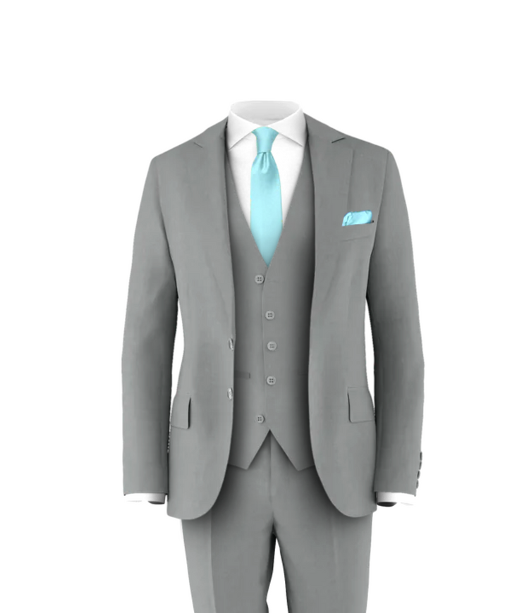 Light Grey Suit Turquoise Tie