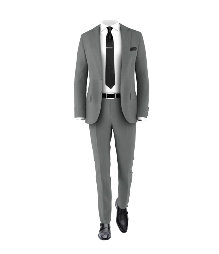 Medium Grey Suit Black Tie