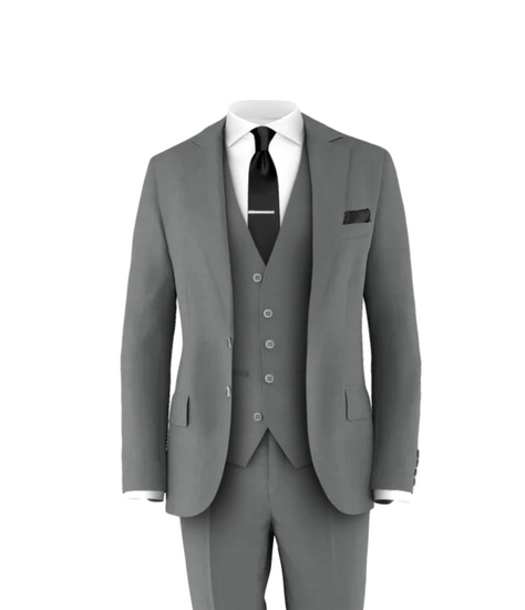 Medium Grey Suit Black Tie Wedding Suit Tuxedo - Main Image