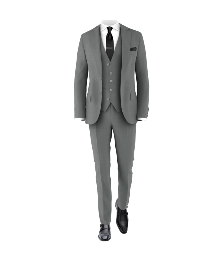 Medium Grey Suit Black Tie