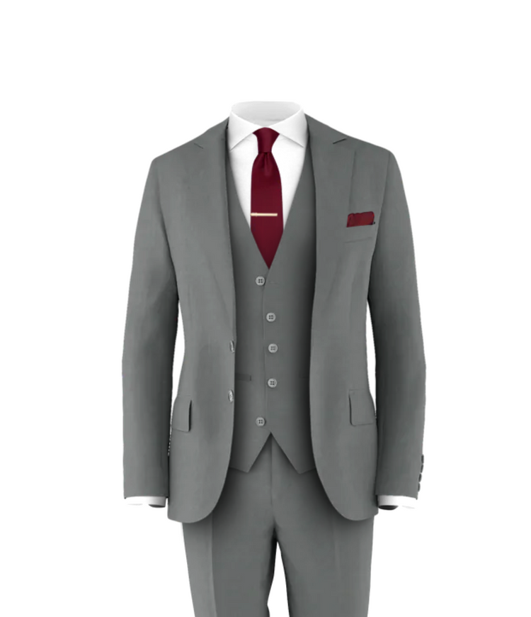 Gray tux with burgundy tie outlet