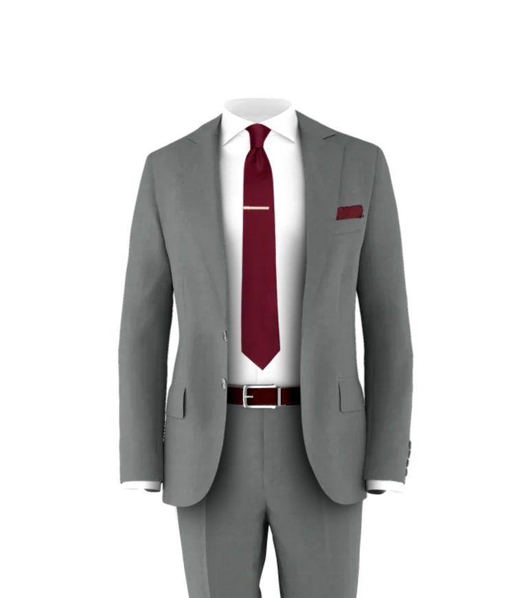 Medium Grey Suit & Burgundy Tie | Wedding Suit & Tuxedo Medium Grey Suit & Burgundy Tie | Wedding Suit & Tuxedo