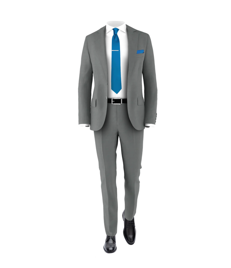Medium Grey Suit Cobalt Blue Tie