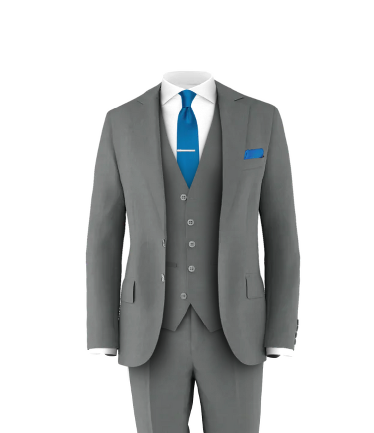 Medium Grey Suit Cobalt Blue Tie