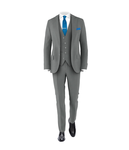 Medium Grey Suit Cobalt Blue Tie