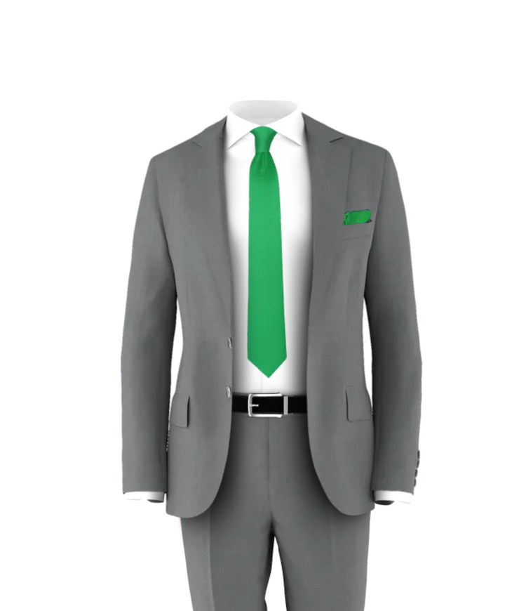 Medium Grey Suit Green Tie