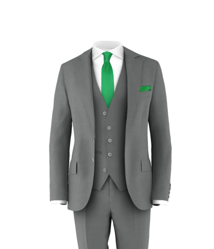 Medium Grey Suit Green Tie