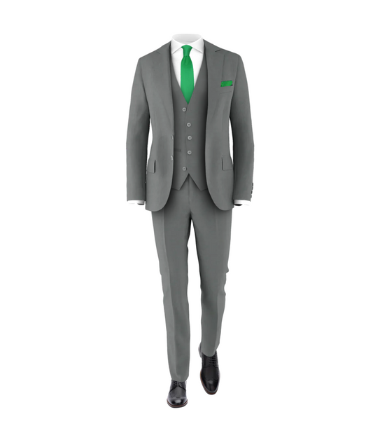 Medium Grey Suit Green Tie