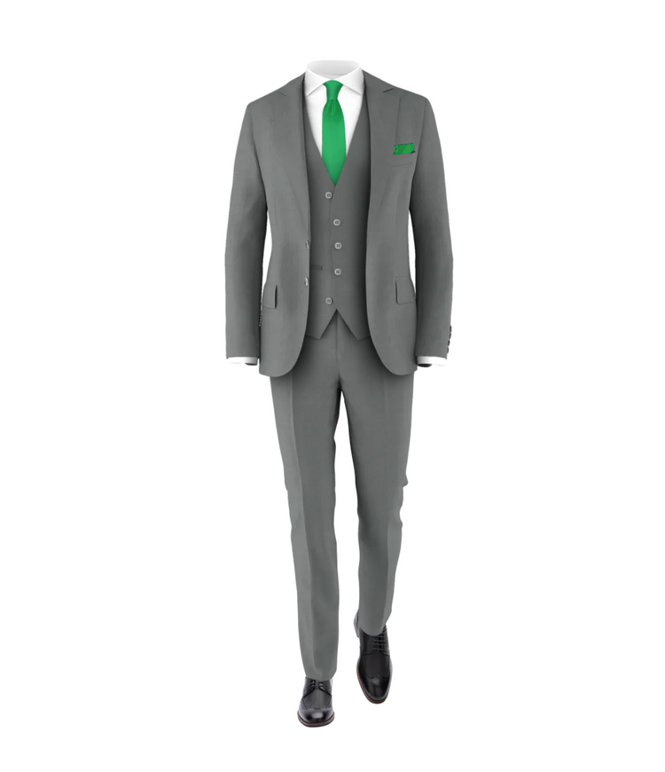 Medium Grey Suit & Green Tie | Suit for Weddings & Events Medium Grey Suit & Green Tie | Suit for Weddings & Events