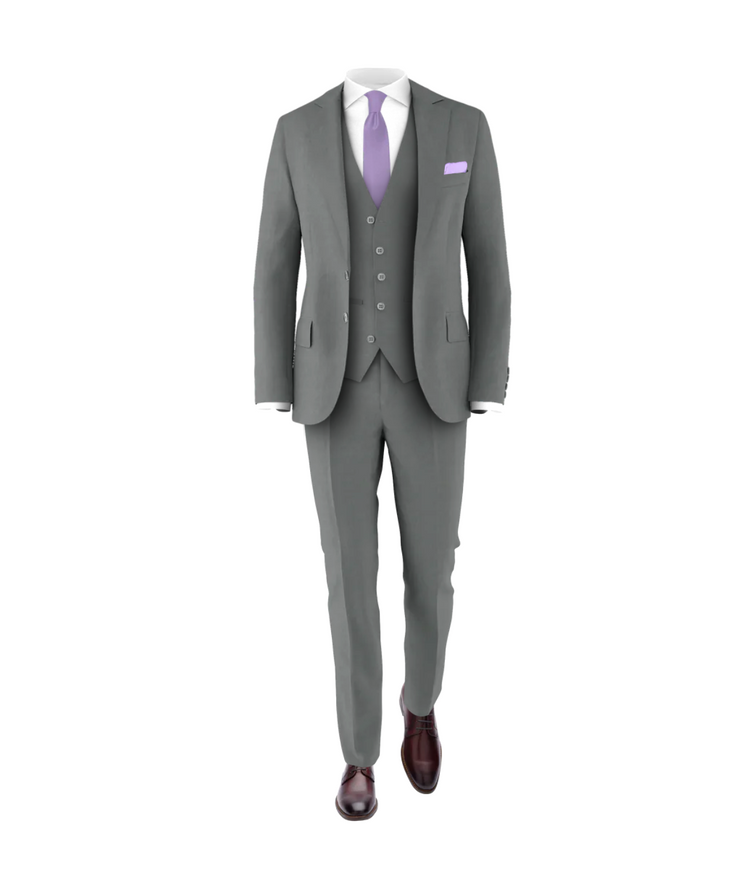 Medium Grey Suit Lavender Tie