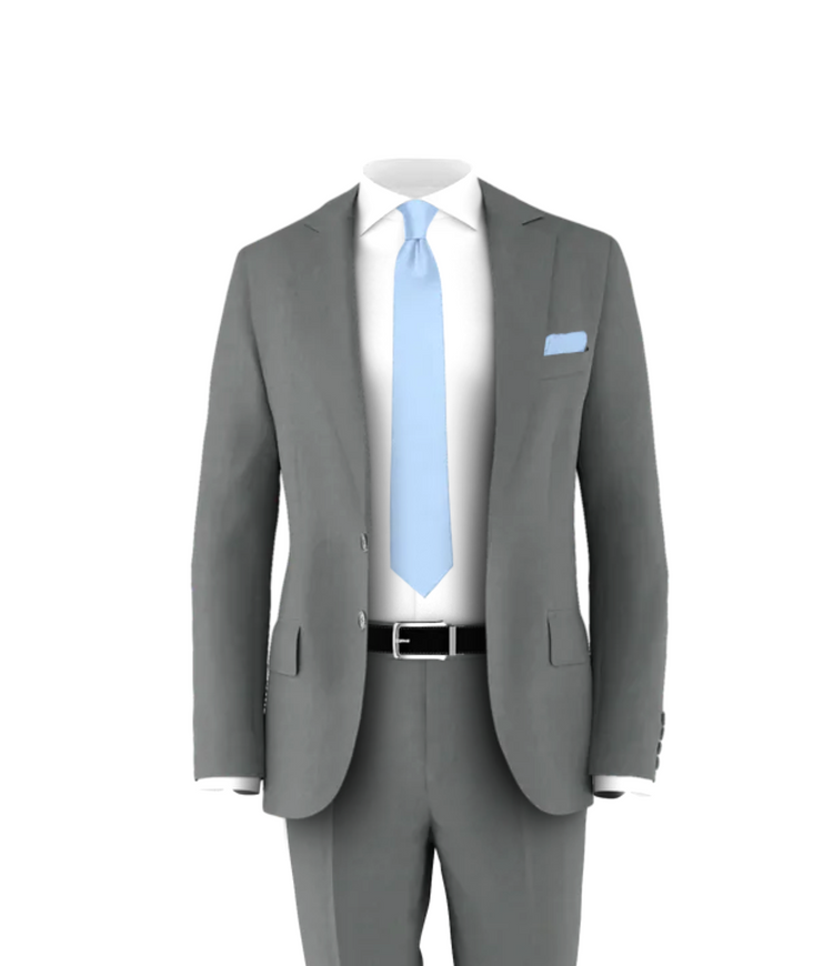 Medium Grey Suit Light Blue Tie