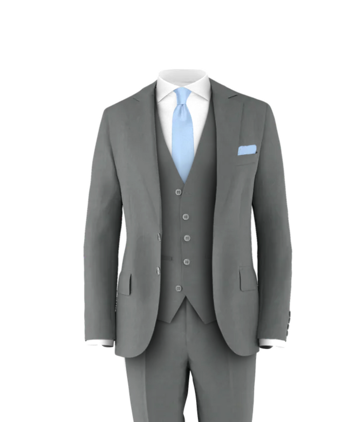 Medium Grey Suit Light Blue Tie