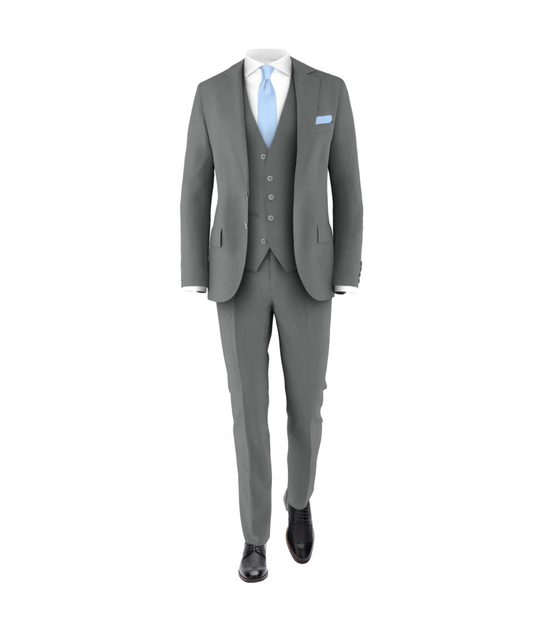 Medium Grey Suit Light Blue Tie