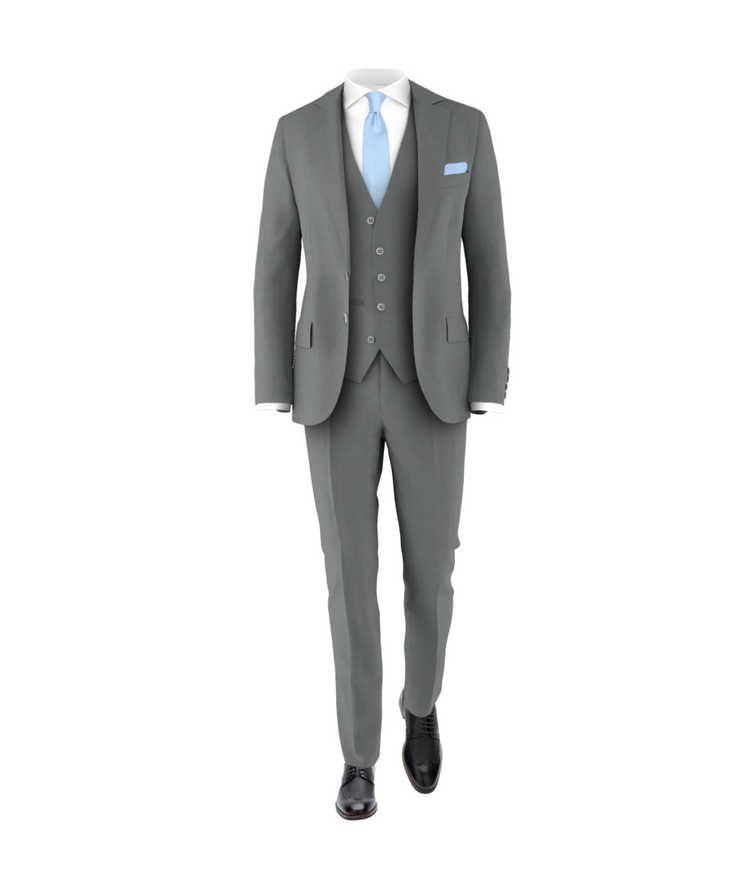 Medium Grey Suit Light Blue Tie