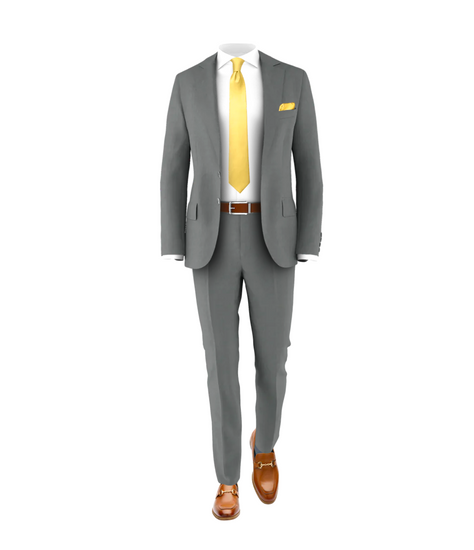 gold dress grey suit 15 Ideal Bridesmaid Dress Colors for Gray Suits