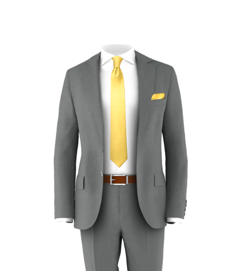 Medium Grey Suit Light Gold Tie