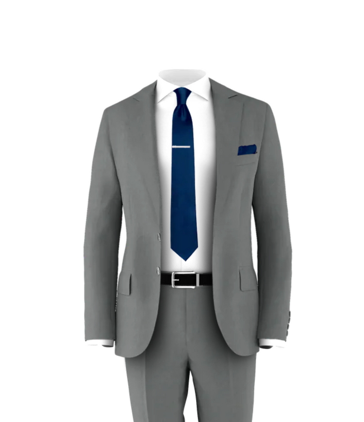 Medium Grey Suit Navy Tie Wedding Suit Tuxedo