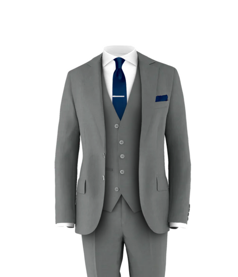 Medium Grey Suit Navy Tie Wedding Suit Tuxedo