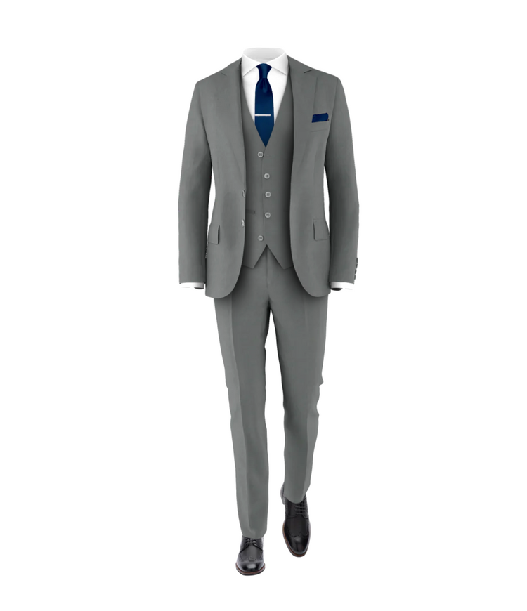 Medium Grey Suit Navy Tie