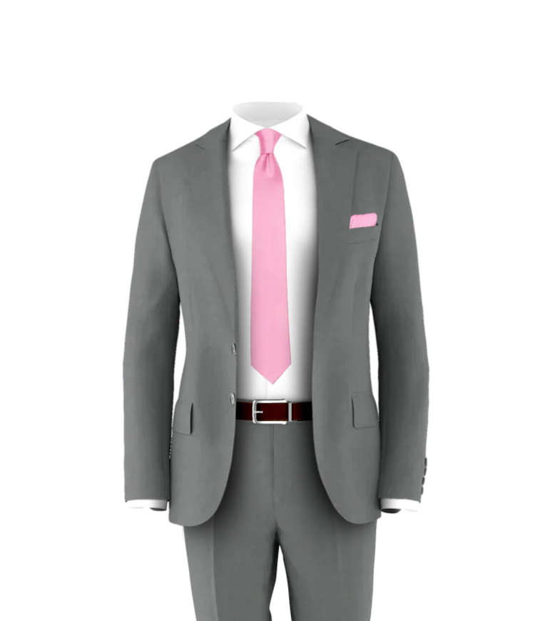 Medium Grey Suit Pink Tie